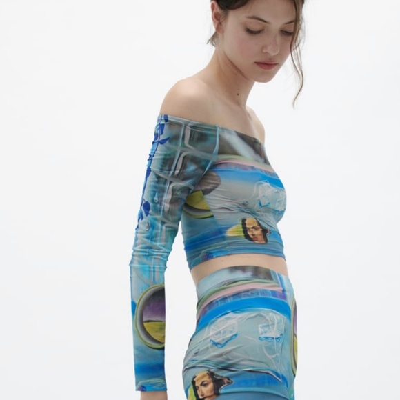 Zara limited edition larissa de Jesus negron print crop top - Picture 3 of 9